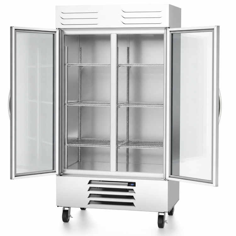 Product image #3 for Beverage-Air Vista® Series Two-Section Glass Door Reach-In Freezer, 44 Cu. Ft., Bottom-Mount Self-Contained, R290