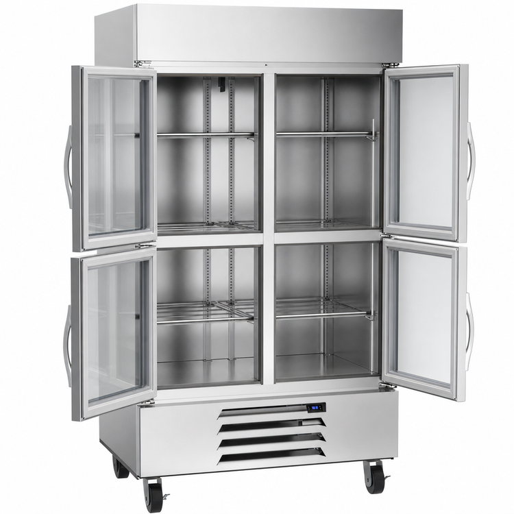 Product image #3 for Beverage-Air Horizon Series Two-Section Half-Glass Door Reach-In Refrigerator, 40.2 Cu. Ft., Bottom Mount, Stainless Steel