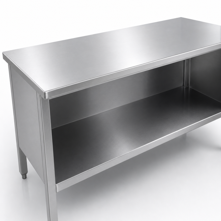 Product image #3 for John Boos 14-Gauge Stainless Steel Open-Front Enclosed Base Work Table, Flat Top, 120" x 30"