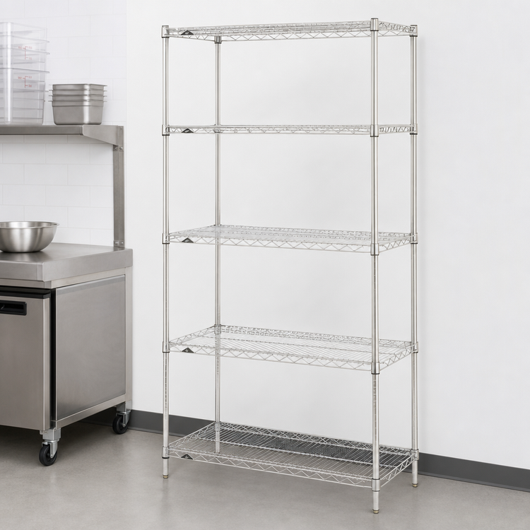 Product image #3 for Metro Super Erecta Starter Wire Shelving Unit, 36 x 24 x 74 Inches, 5 Shelves, Brite Finish