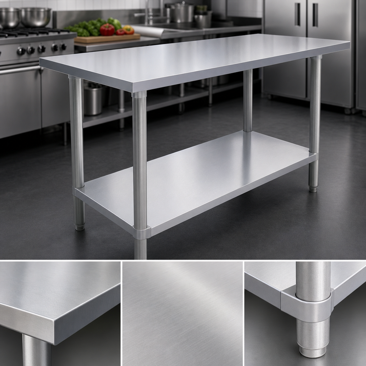 Product image #3 for Omcan USA Stainless Steel Work Table with Undershelf, 48 x 30 x 34 Inches