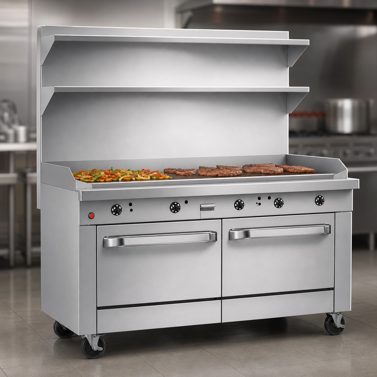 Product image #3 for Southbend Platinum Heavy Duty 48-Inch Gas Sectional Range with Full-Width Thermostatic Griddle and Dual Cabinet Base