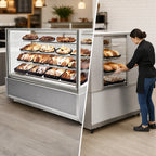 Thumbnail image #3 for Federal Industries Italian Glass Series ITD3634-B18 36-Inch Non-Refrigerated Pastry Display Case, Full-Service, 3 Glass Shelves, LED Lighting