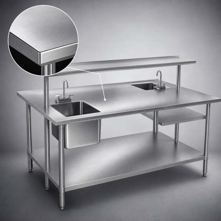 Product image #3 for Advance Tabco 84" x 48" 14-Gauge 304 Stainless Steel Flat Top Work Table