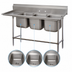 Thumbnail image #3 for Advance Tabco Regaline 3-Compartment Sink with Left-Hand Drainboard, 16 x 20 Bowls, 14 Gauge 304 Stainless Steel