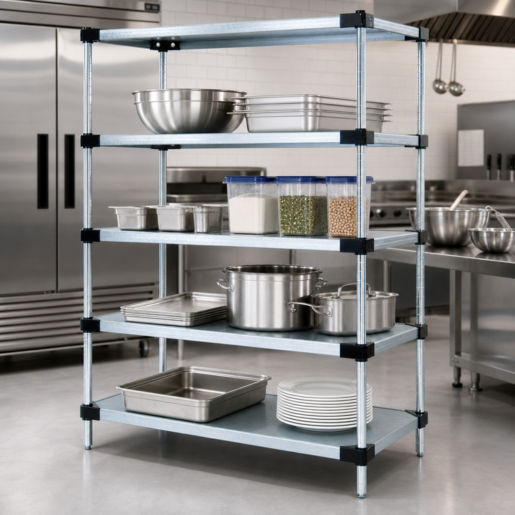 Product image #3 for Quantum 4-Shelf Solid Shelving Starter Kit, 54" W x 24" D x 74" H