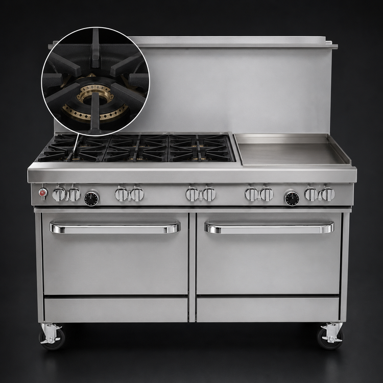 Product image #3 for Southbend Ultimate 60-Inch Gas Restaurant Range with 4 Open Burners, 36-Inch Griddle, and 2 Standard Ovens