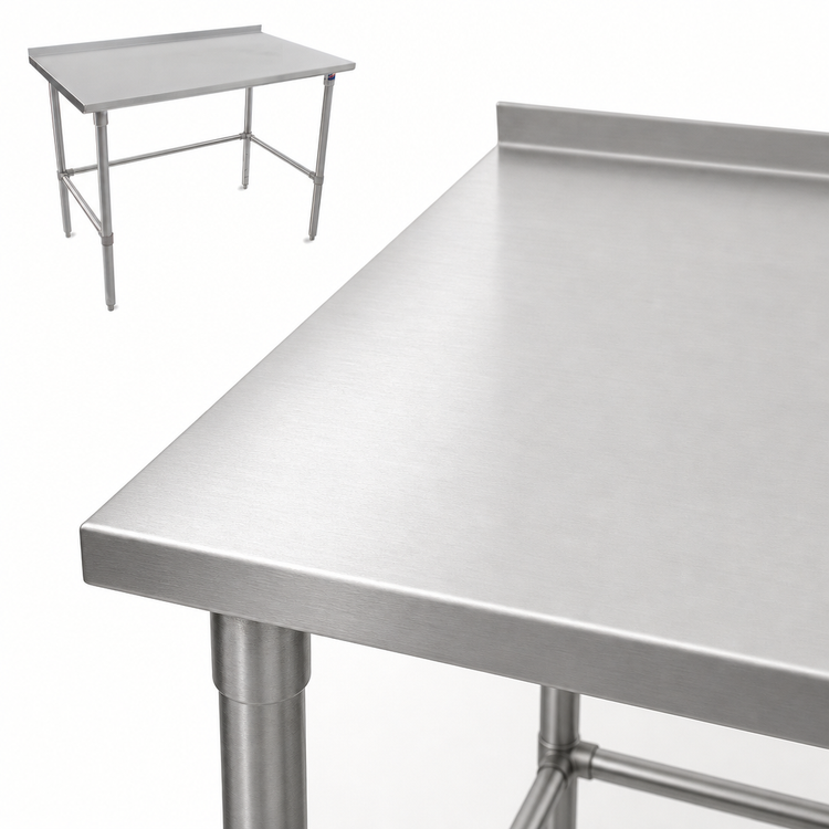 Product image #3 for John Boos Stallion 48" x 36" 16-Gauge Stainless Steel Work Table with 1-1/2" Rear Up-Turn