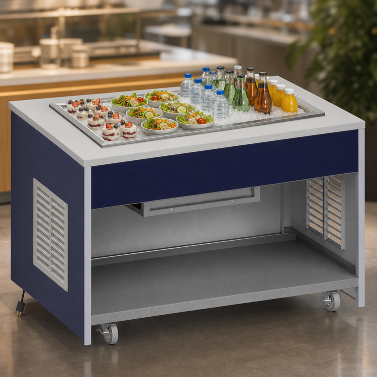 Product image #3 for Atlas Metal INFRF-5 Mobile Refrigeration Frost Top Unit, 77-3/4"W, Open Cabinet Base