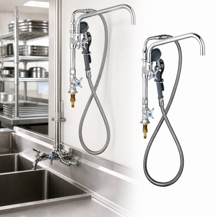 Product image #3 for T&S Brass Add-On Pre-Rinse Faucet Assembly with 12-Inch Nozzle and Angled Spray Valve