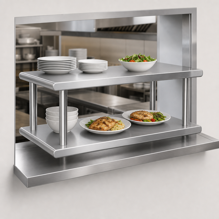 Product image #3 for Advance Tabco Double-Tier Pass-Thru Wall Shelf, 132W x 24D, Stainless Steel