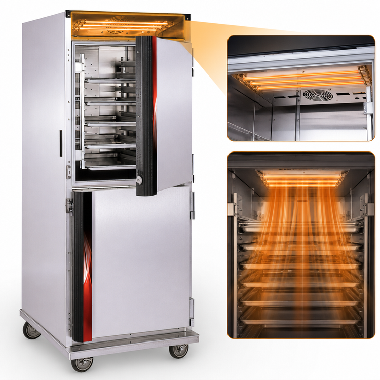 Product image #3 for Insulated Mobile Heated Holding Cabinet with Top-Mount Heater and Dutch Doors, 32 Full-Size Pan Capacity