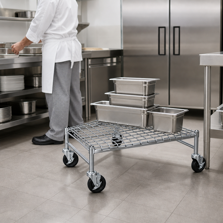 Product image #3 for Metro Super Erecta Mobile Chrome Wire Dunnage Rack, 24 x 36 Inches, 800 lb Capacity