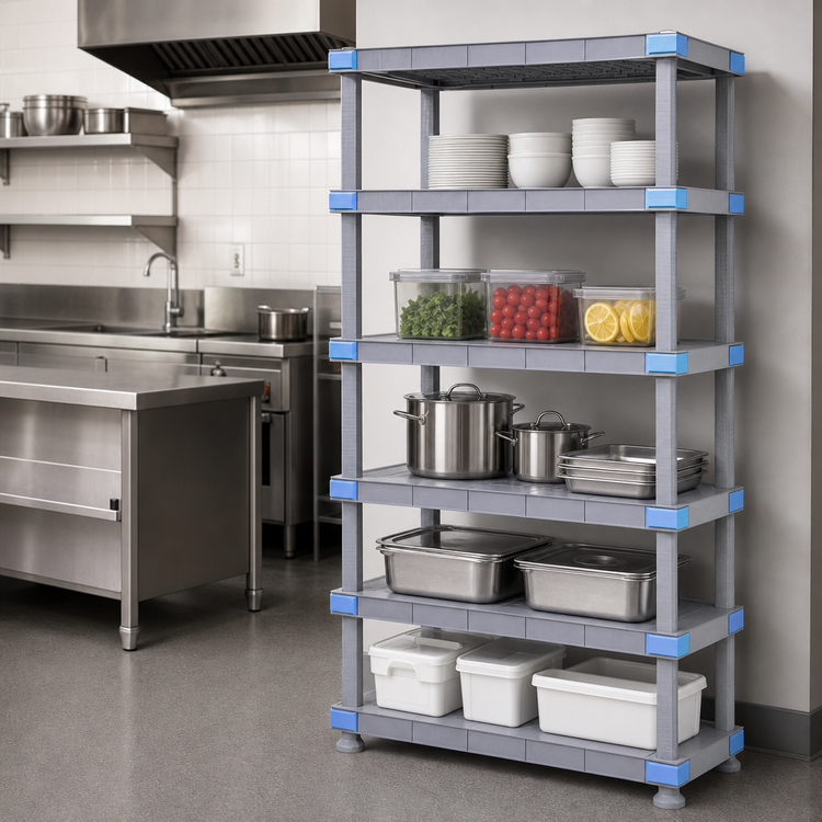 Product image #3 for Millenia 48-Inch W x 18-Inch D x 62-Inch H Solid Polymer Stationary Starter Shelving Unit with 5 Shelves