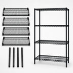 Thumbnail image #3 for Quantum WR63-2448BK 4-Shelf Stationary Wire Shelving Starter Kit, 48"W x 24"D x 63"H, Black Epoxy Antimicrobial Finish