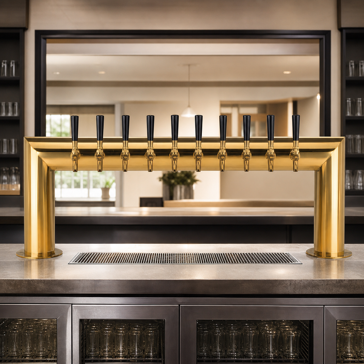 Product image #3 for Pass-Thru Countertop 10-Faucet Air-Cooled Draft Beer Tower with PVD Brass Finish