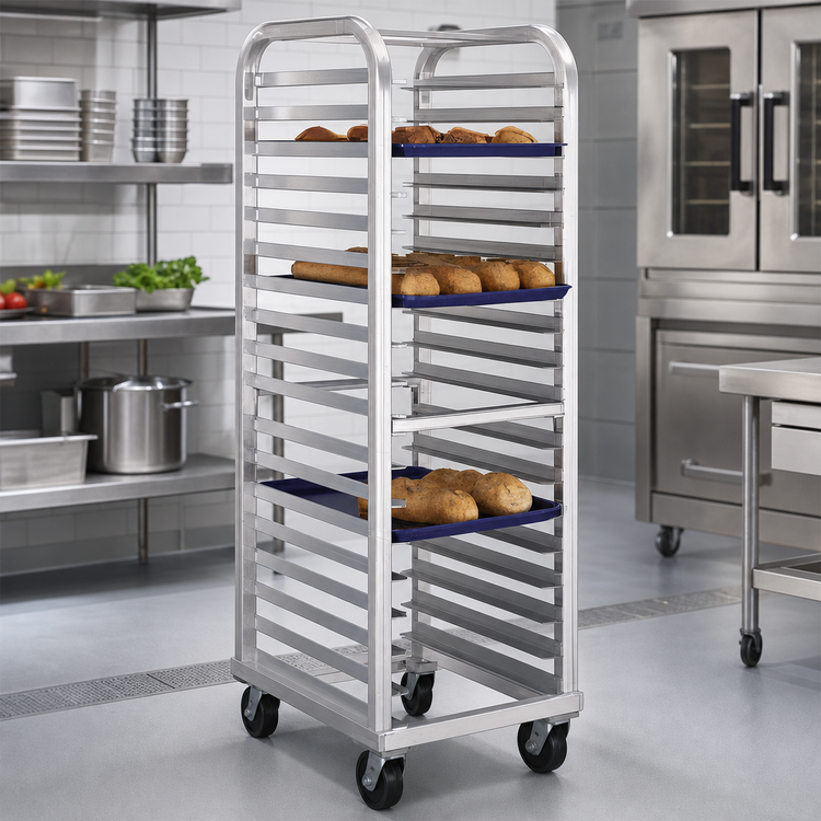 Product image #3 for Lifetime Series Aluminum End-Loading Bun Pan Rack with Casters for 18 x 26-Inch Sheet Pans, 30-Pan Capacity