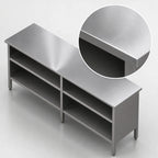 Thumbnail image #3 for John Boos EBOS6-24120 120 x 24-Inch Stainless Steel Open-Front Cabinet Base Work Table, 16-Gauge Flat Top