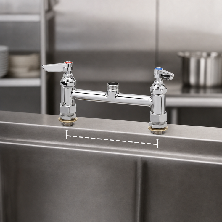 Product image #3 for T&S Brass B-0220-LNCC Pantry Double Swivel Base Deck Mount Mixing Faucet, 8-Inch Centers, Less Nozzle