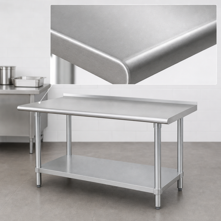 Product image #3 for Advance Tabco Special Value 48" x 36" Stainless Steel Work Table with 1-1/2" Rear Backsplash and Undershelf