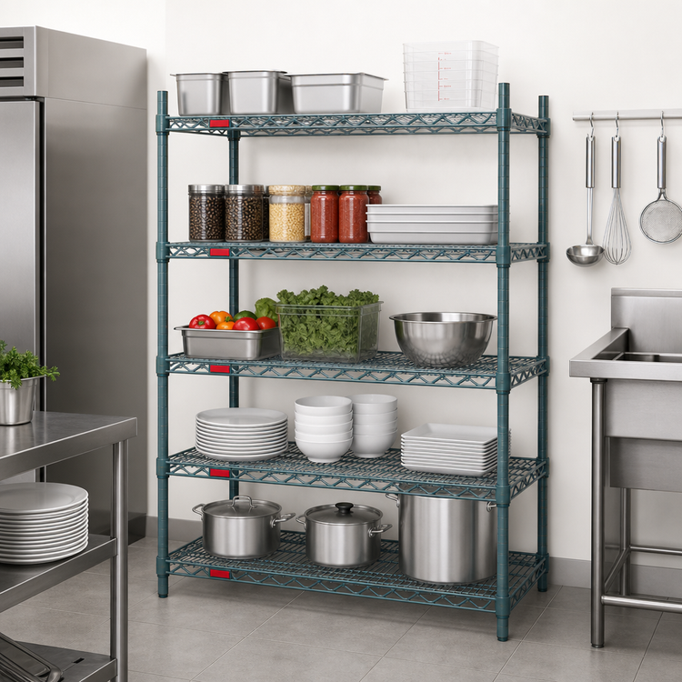 Product image #3 for EagleGard 5-Tier Stationary Starter Wire Shelving Unit, 72W x 21D x 74H, Hybrid Epoxy Finish