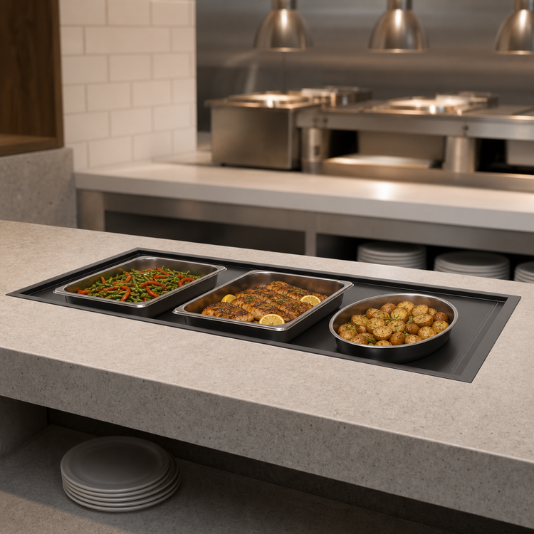 Product image #3 for Vollrath Recessed Drop-In Heated Warming Shelf, 38 Inch, Black Aluminum Hardcoat
