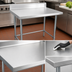 Thumbnail image #3 for BK Resources 30 Inch x 30 Inch 18 Gauge Stainless Steel Open Base Work Table with 5 Inch Backsplash