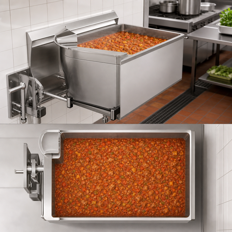 Product image #3 for Legion 60-Gallon Direct Steam Full-Jacket Tilting Wall-Mount Steam Kettle