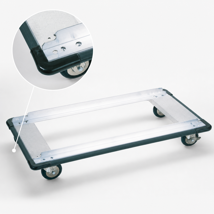 Product image #3 for Metro Super Erecta Aluminum Stock Truck Dolly, 36 x 24 Inches, Wraparound Bumper, 2 6P Swivel and 2 BL6P Brake/Lock Casters
