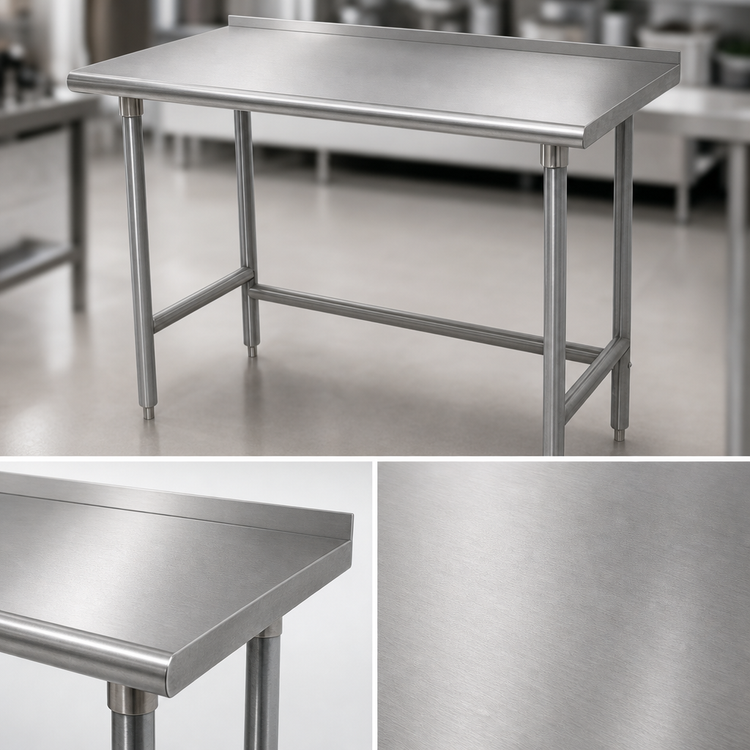 Product image #3 for Advance Tabco 72-Inch x 36-Inch 16 Gauge 430 Stainless Steel Work Table with 1-1/2-Inch Rear Up-Turn