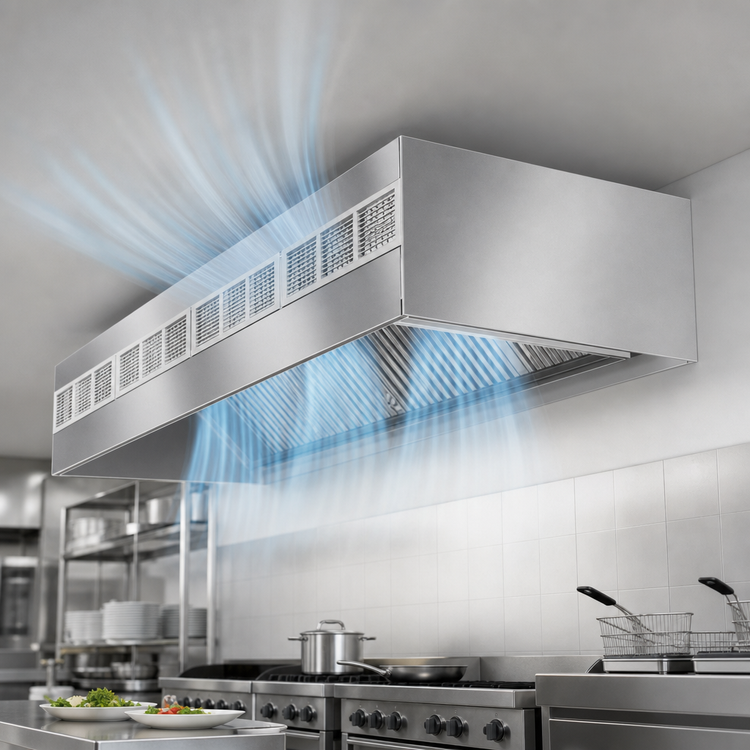 Product image #3 for SpecAir HEF96-72 72-Inch Front Discharge Make-Up Air Wall Type Commercial Exhaust Hood
