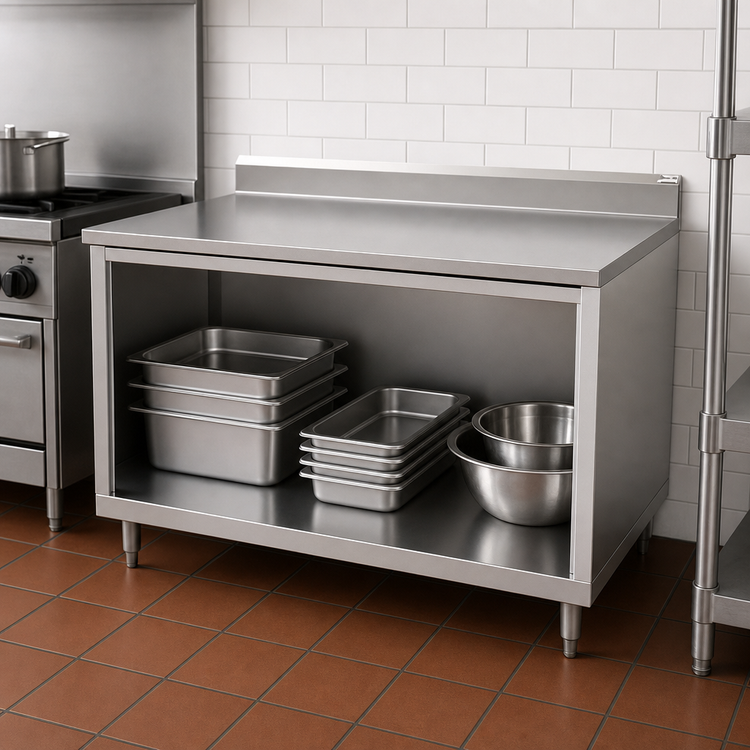 Product image #3 for John Boos Open Front Stainless Steel Work Table Cabinet Base, 48 x 30 Inches, 5-Inch Backsplash