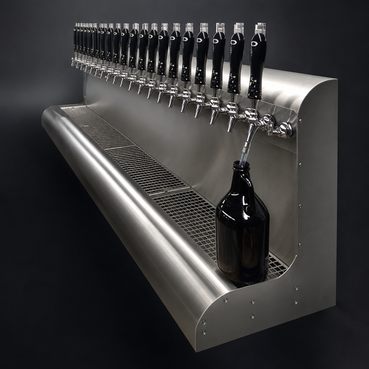 Product image #3 for Perlick 16-Faucet Modular Wall-Mount Glycol-Cooled Stainless Steel Draft Beer Dispensing Tower, Bottom Lead-Out