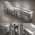 Thumbnail image #3 for Dinex DXIESSB8 8-Foot Slat Belt Motorized Tray Make-Up Conveyor, Variable Speed, Stainless Steel Frame, Dry Operation