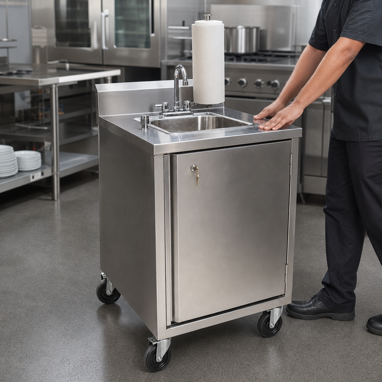 Product image #3 for BK Resources 24 x 24 Self-Contained Mobile Cold Water Hand Wash Sink