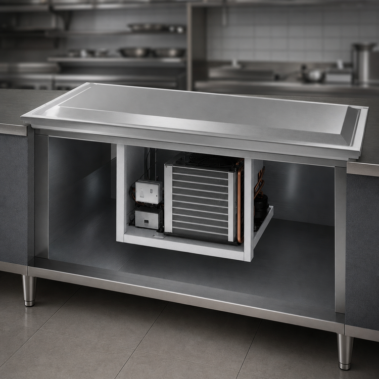 Product image #3 for Delfield 45-Inch Drop-In Self-Contained Frost Top with Raised Stainless Steel Top, R290 Refrigeration, 1/5 HP