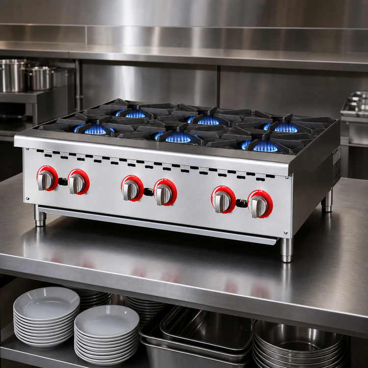 Product image #3 for Omcan 36-Inch Countertop Natural Gas Commercial Hot Plate with 6 Burners