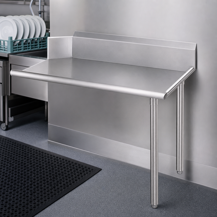 Product image #3 for John Boos E-Series 72-Inch Clean Straight Dish Table with 10-Inch Boxed Backsplash, Left-to-Right Operation