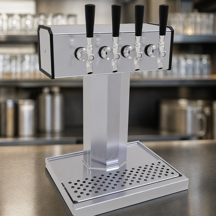 Product image #3 for Glastender Countertop Tee Draft Dispensing Tower, 4 Faucets, Glycol-Cooled, Stainless Steel