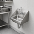 Thumbnail image #3 for Sapphire Manufacturing SMHS-02-D Wall-Mounted Stainless Steel Hand Sink with Faucet, Splash Guards, and Basket Drain