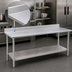 Thumbnail image #3 for Eagle Group Budget Series 144-Inch x 24-Inch 430 Stainless Steel Work Table with Backsplash and Undershelf