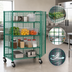 Thumbnail image #3 for Quantum Open Wire Mobile Security Cage with 2 Intermediate Shelves, Panel Doors, 48 x 21 x 69 Inches, Green Epoxy Finish