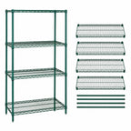 Thumbnail image #3 for Quantum WR86-1842P Wire Shelving Starter Unit, 42"W x 18"D x 86"H, 4-Shelf, Stationary, Green Epoxy