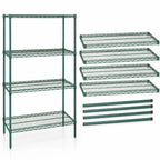 Thumbnail image #3 for Quantum WR63-1248P Stationary Wire Shelving Starter Kit, 48"W x 12"D x 63"H, 4 Shelves, Green Epoxy Antimicrobial Finish