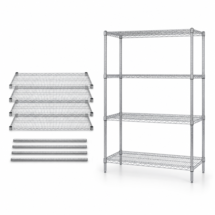 Product image #3 for Quantum 72 Inch Wide Chrome-Plated Wire Shelving Starter Kit with 4 Shelves, 54 Inch High