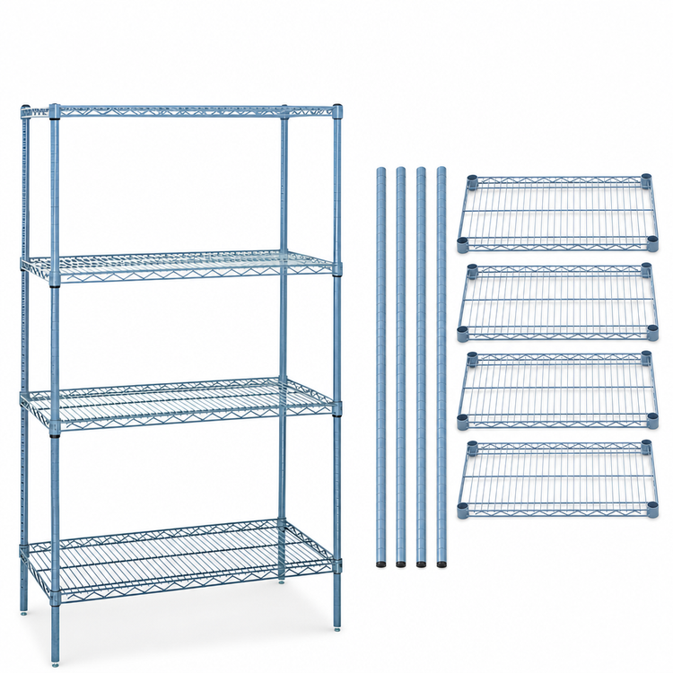 Product image #3 for Quantum 72"W x 18"D x 54"H Gray Epoxy Antimicrobial Wire Shelving Starter Kit