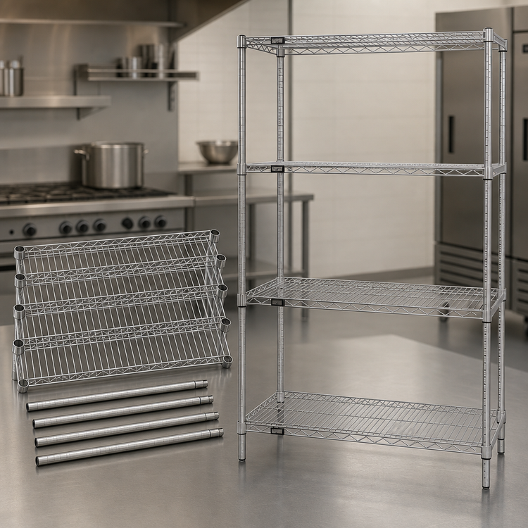 Product image #3 for Quantum 36" W x 30" D x 86" H Stationary Wire Shelving Starter Kit, 304 Stainless Steel
