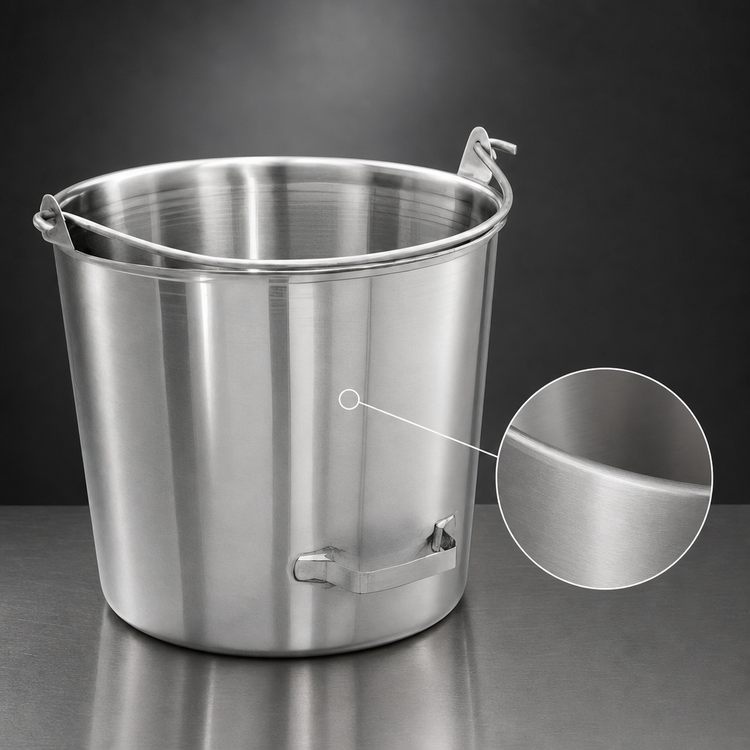 Product image #3 for Vollrath 14 3/4 Quart Tapered Stainless Steel Dairy Pail with Side Tilting Handle