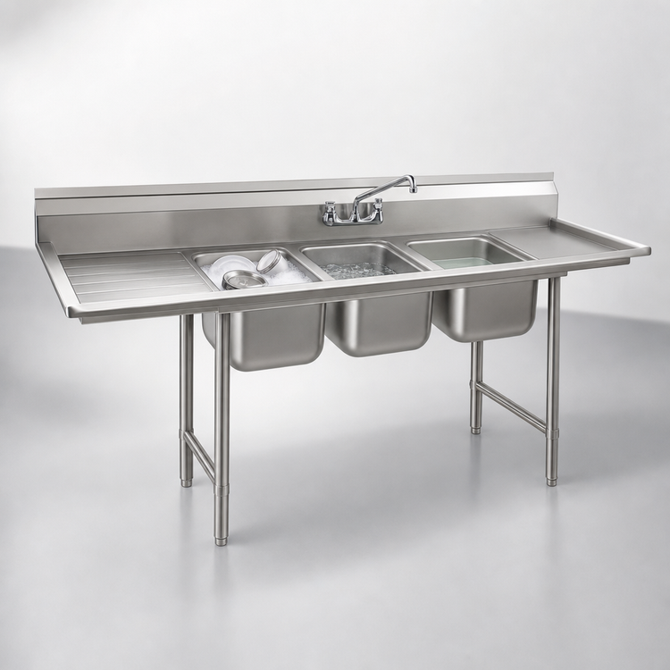 Product image #3 for Eagle Group 412 Series 3-Compartment Stainless Steel Sink with 24-Inch Left Drainboard