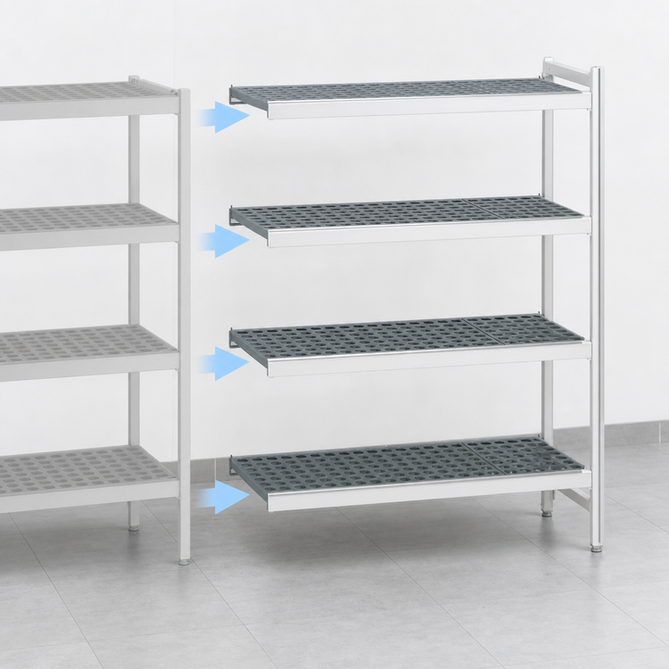 Product image #3 for Fermostock 4-Tier Polymer Shelving Unit Expansion Kit, 35W x 18D x 66H, Add-On Unit
